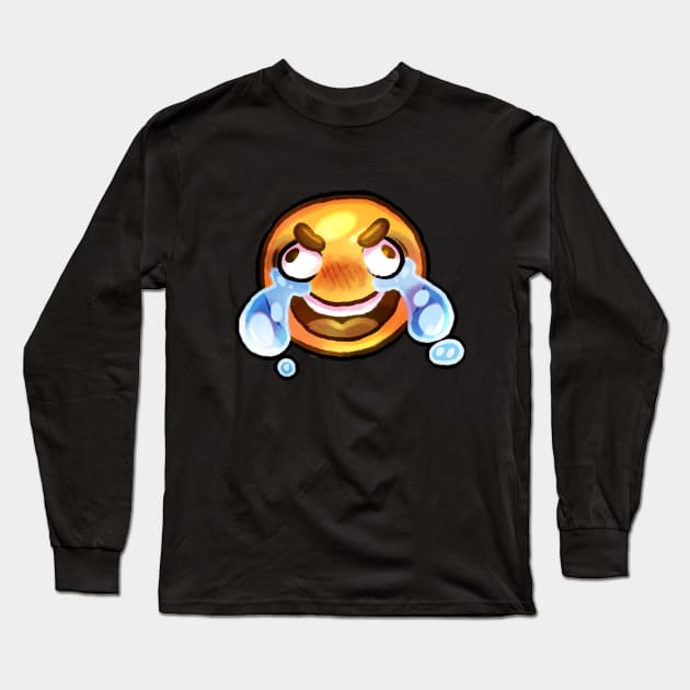 Crying Laughing Cursed Emoji Long Sleeve T-Shirt by NikiP